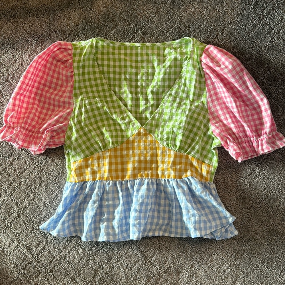Pastel Plaid Peplum Top